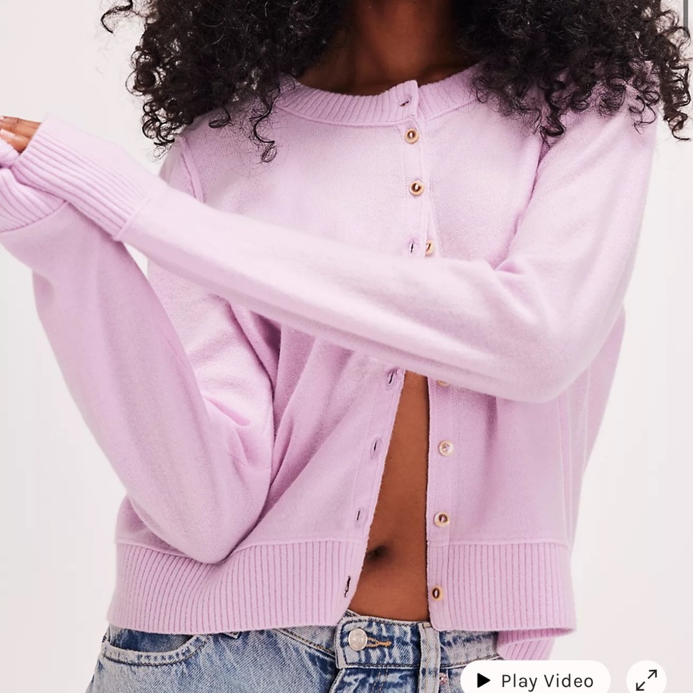Free people cashmere wool cardigan lilac purple lavender nocturnal sweater